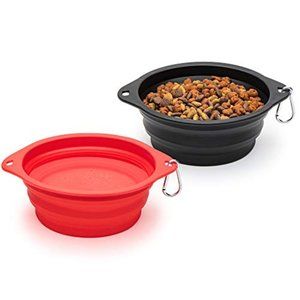 Collapsible Travel Dog Bowls (Large Size / 800 ml) - Two Pack (Black & Red)